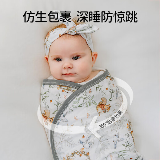 OUYUN baby anti-jump sleeping bag swaddle spring and summer silk gauze swaddle baby Unicorn Garden 80x35