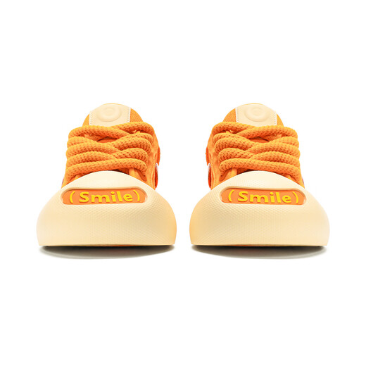 
Ouder smiler canvas shoes for women round toe ugly cute newbies shoes thick sole height and low top casual big toe shoes Orange soda 34