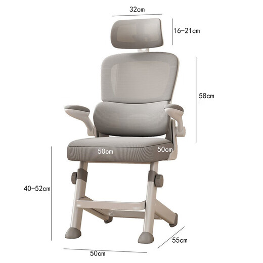 Xingkai Computer Learning Chair Ergonomic Chair Students' Homework Backrest Chair Office Study Chair BG832 Zhuangsheng Chair [Gray + 3D Headrest + Dynamic Waist Support]
