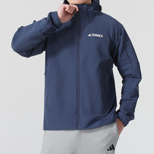阿迪达斯 （adidas）休闲男装2025春季新款户外健身防风夹克跑步运动服连帽外套上衣 IP0737 S