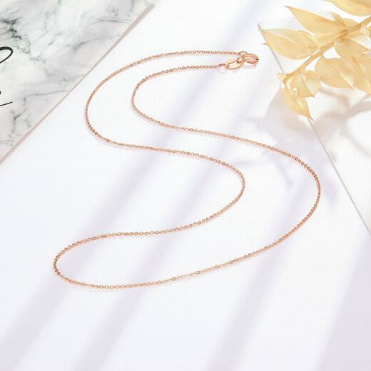 Trendy Acer 18K gold necklace for women, colored gold plain chain, O-shaped chain, clavicle chain, versatile chain, birthday gift for girlfriend, F yellow 18K - chain about 45cm