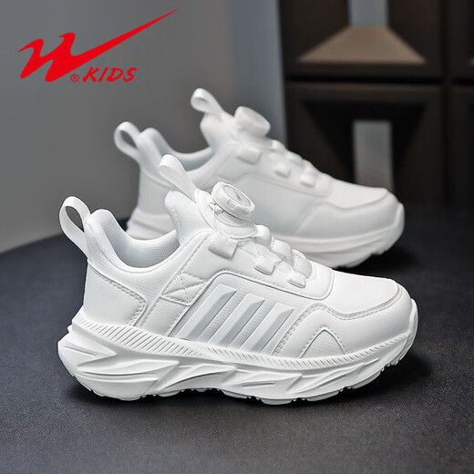 Double Star Children's Shoes 2025 Summer New White Sneakers Men and Girls Fashionable All-Match Mesh Casual Sports White Shoes 15246 White (Leather) 38 Size 24.4cm in length/foot length 23.4cm