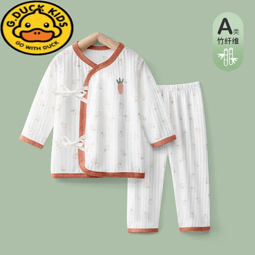 G.duck宝宝家居空调衣服竹纤维薄款夏季婴儿长袖和尚服新生儿睡衣套装 F9737-粉色 59 cm