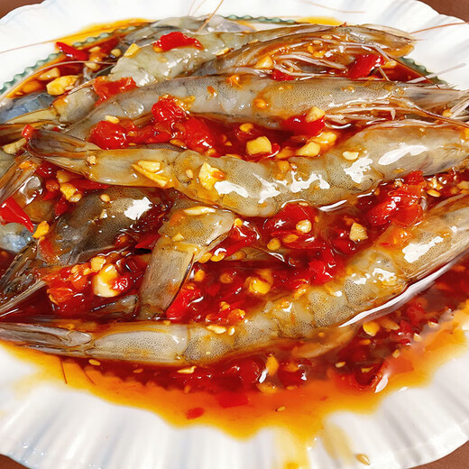 Thai-style skinless raw pickled shrimps, live shrimps made with open backs and threads removed, fresh raw pickled shrimps, popular seafood products on the internet, early adopters, Thai-style skinless shrimps 215g