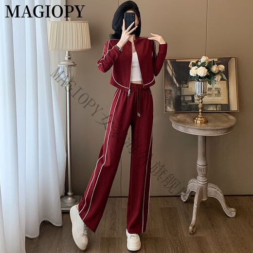 Magiopy International Luxury High-End Station Station Casual Sports Set Women's Clothing 2025 Spring Small Short Chaqueta roja Set de dos piezas R (100Jin [Jin equivale a 0.5 kg])