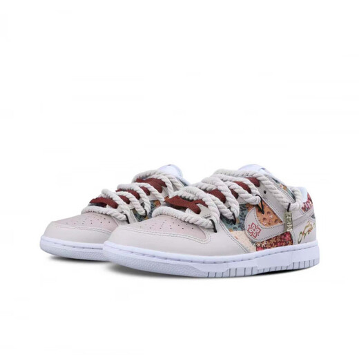 耐克（NIKE）球鞋定制  Dunk 百家争鸣 民族风 米红 男女款板鞋 DD1503-103(Team099-百家争鸣)女 35.5