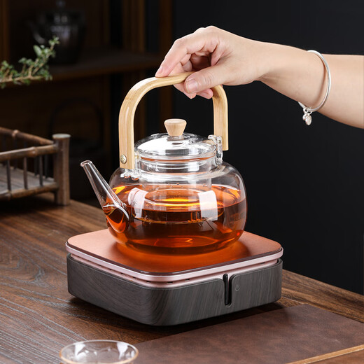SUSHI CERAMICS teapot thickened high borosilicate glass teapot flower teapot wooden handle teapot 1000ml
