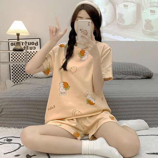 [4591 people collect] Summer hot new pajama set for women's short-sleeved shorts round neck niche cute card 1047 puppy M size (suitable for 80-95 Jin [Jin equals 0.5 kg])