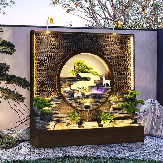 Living room new Chinese style courtyard water feature water curtain wall rockery flowing water fountain decoration landscape landscaping flowing water wall ornaments length 331