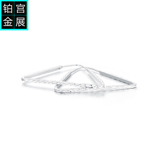 Gongzhan triangular hoop earrings for women, high-end, fashionable and versatile pt950 platinum large ear hoops, platinum earrings with temperament, a pair of geometric triangular platinum ear hoops, about 5.7-5.9 grams