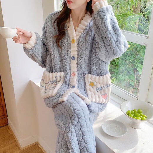 洛玫琳孕妇保暖衣加厚加绒200斤可穿秋冬胖mm大码珊瑚绒外出月子服秋冬 m-9901# L 建议体重90-120.5