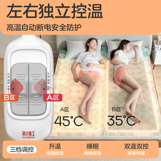 Rainbow Life Double Automatic Power Off Heating and Moisture Reduction Dual Temperature Dual Control Non-Woven Electric Blanket Electric Mattress 2*1.8 Meters