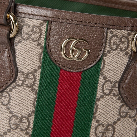 GUCCI Gucci Ophidia series small tote bag new gift beige and dark brown one size