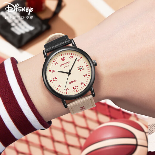 Disney Watch männliche Junior- und Senior High School-Schüler personalisierte Retro-Leinwand mit Quartz Watch Teenager wasserdichte Uhr MK-12149b1