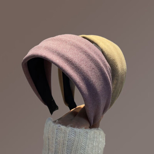 Pumpkin autumn brown suede knitted wide-brimmed high skull autumn and winter hair hoops women's wide-brimmed hair hoops hair clips headband hair accessories random 2 pack