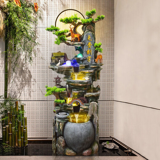 Pangdonglai quality large-scale floor rockery flowing water fountain ornaments living room cash feng shui wheel humidifier Gaoshanyun 9926 small 106CM