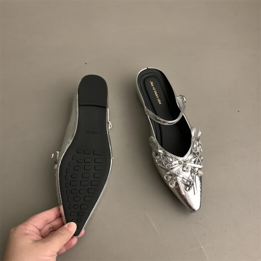 S.SOFEA inner heightening Mary Jane single shoes women's spring and summer bow half slippers 838-3 black 35