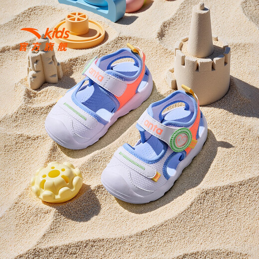 ANTA Children's Sandals 2025 Summer New Men's and Women's Baby Shoes Baby Breathable Toe Sandals Octopus Beach Shoes Women's Anta White/Fluorescent Orange Red-5 20/12cm
