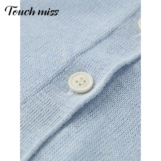 塔驰密司 TOUCH MISS高端冰丝短款针织开衫女夏季2025新款外搭空调衫披肩防晒外套女 蓝色 M