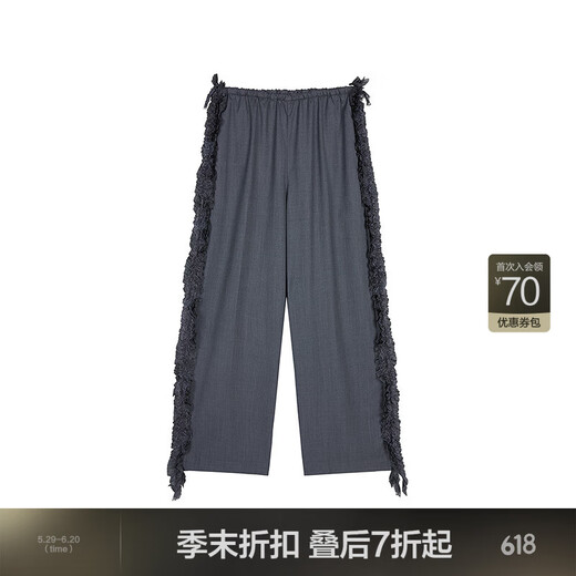 JNBY【商场同款】25春新品休闲裤女宽松直筒裤5P3E12250 071/杂灰 S