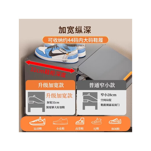 Kosi office under-desk shoe rack simple dormitory narrow small home door storage artifact rental room shoe cabinet double magnetic side opening 3 layers