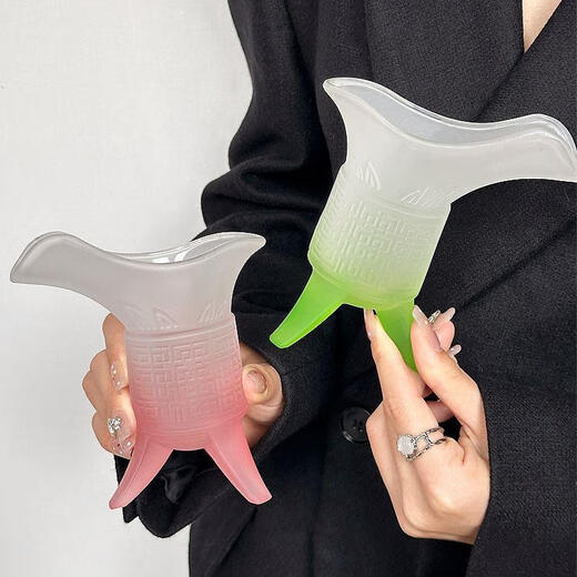 TLIT Ancient Emperor Wine Glass Frosted Gradient Green Emperor Cup Creative Antique Jazz Cup Glass Water Cup Latte Coffee Cup Emperor Cup-frosted