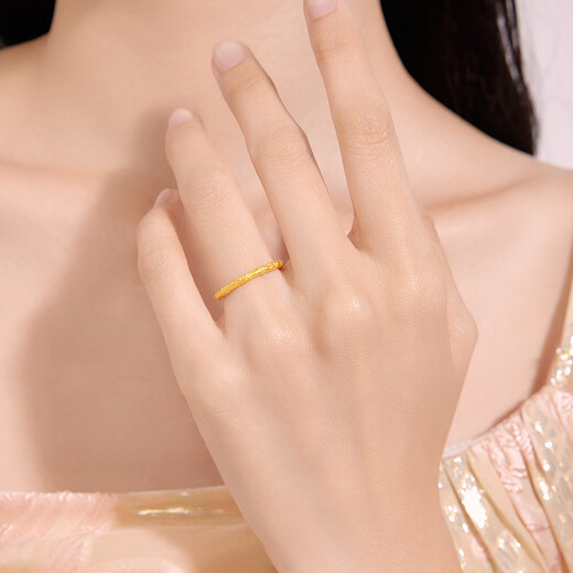 Century Yuan Romantic Bauhinia Gold Ring for Girlfriend’s Birthday Gift Ring 16# Gold Weight Approximately 0.49g