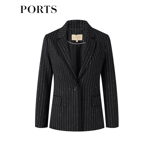 PORTS Women's Commuting Versatile Blazer LM8J025MFF064 Black Stripes 4