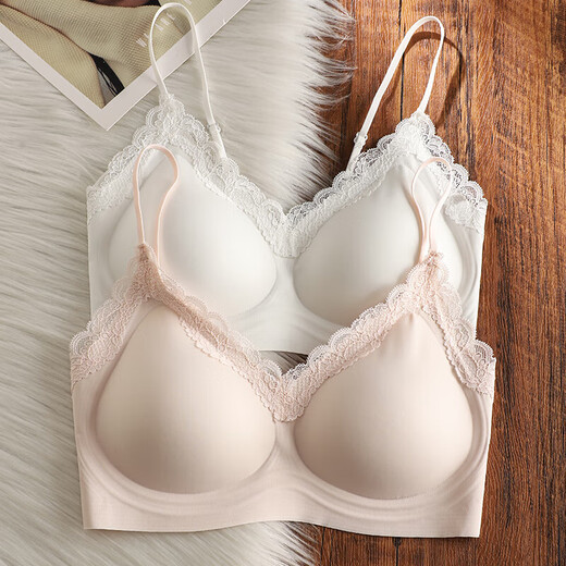 
Pure sexy lace traceless underwear for women with small breasts gathered to make them look big and thin vest-style thin shoulder strapless bra. High-end gray L (75C/80AB recommended)