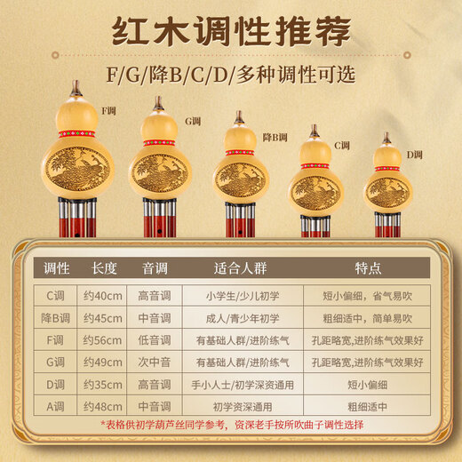 
Golden Peacock Redwood Hulu Silk C-tune Primary School Students Professional Performance Level B-tune Beginners Adults Ebony Flagship Store Musical Instruments Redwood Pipe Double Peacock [Standard C-tune] + Giveaway