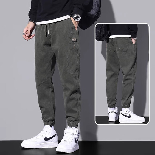 GLM official autumn and winter casual pants for men, loose-fitting trendy brand new autumn youth workwear pants 9859 military green M