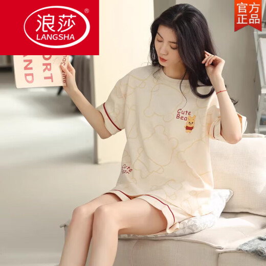 Langsha 2025 Pyjamas für Frauen im Sommer Pure Cotton Shorts Shorts Dünner Sommer niedlich und süß können außerhalb von Heimkleidung getragen werden YX-7507 9854 m [Empfohlen 80-100Jin [Jin gleich 0,5 kg] tragen]