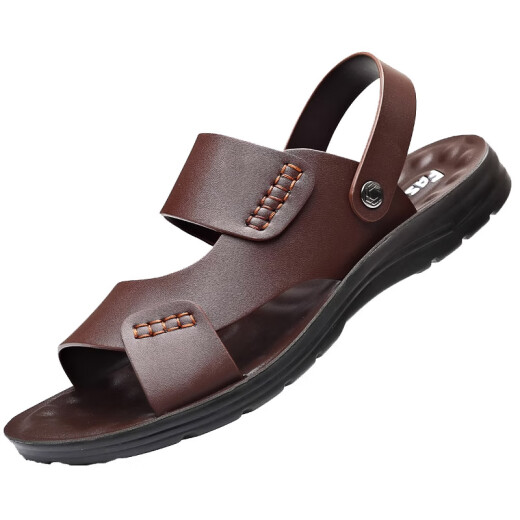 Dadong (Dusto) Top-Layer-Kuhlädensandalen Herren neuer weicher Sohle-Kee-resistenter Hausschuhe 2025 9928 Brown 38