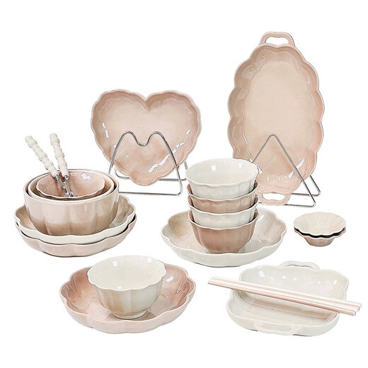 Beibao Jiaogan bowl and dish set household ceramic plate underglaze colored tableware bowl plate light luxury rice bowl bowl utensil gold pattern 4-6 people food gift box 1355 0 heads