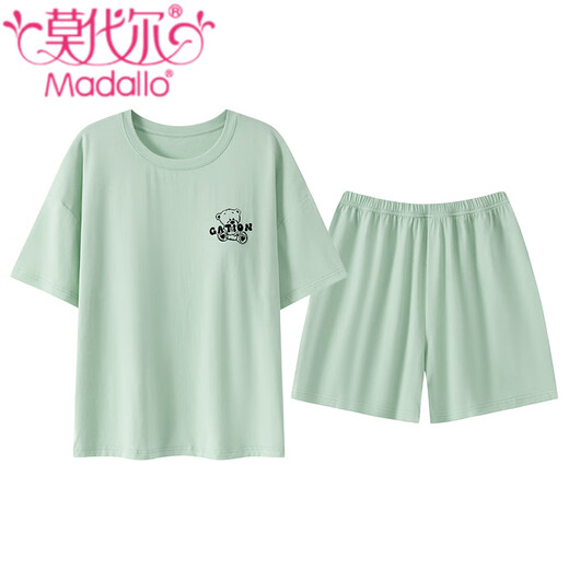 
Modal pajamas for women in summer short-sleeved bear with breast pads cute girl ice silk home clothes large size casual suit for outside wear high quality 12611 M (70-95Jin [Jin equals 0.5 kg])