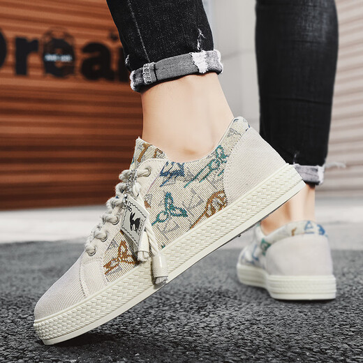 Woodpecker 2025 Nouveaux chaussures pour hommes décontractées pour hommes vieilles chaussures de tissu beijing pour hommes chaussures de toile avec une semelle en couches minces chaussures à la mode 9923 noir 42
