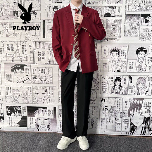 Playboy (PLAYBOY) DK uniform blazer men's college style Japanese style handsome and versatile student black jk casual suit black with the same badge M