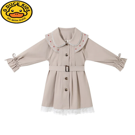 G.Duckkids Girls 'Jacke Spring- und Herbststil Britisch-Stil-Kinderkleidung für Kinder mit mittlerer und Winter 2024 mittelgroßer Kinderwindbreaker J8885 Khaki Jacke 110 Empfohlen für 4-5 Jahre Empfohlenes Gewicht 25-32 Jin [Jin gleich 0,5 kg]