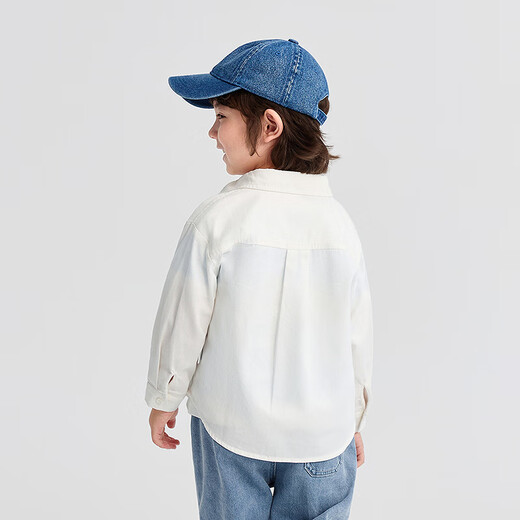 Bala Balaone children's shirt long-sleeved parent-child wear 2025 new autumn cotton brushed loose loose skin-friendly white 10101 165