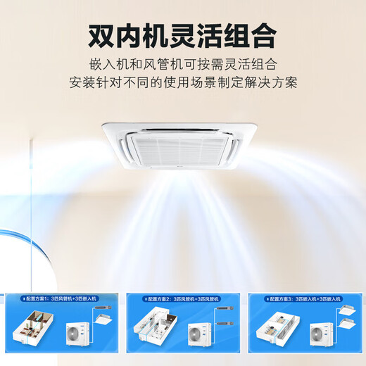 Haier ceiling machine central air conditioning duct machine one to two 5 HP commercial central air conditioning embedded ceiling air conditioner 1 level variable frequency heating and cooling self-cleaning ceiling machine 5 HP first level energy efficiency one to two ceiling + ceiling