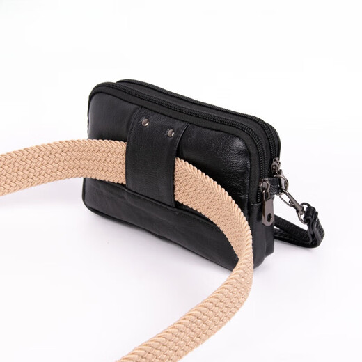 Kangourou (kangourou) Sac en cuir d'embrayage pour hommes, portefeuille de coupons, sac à main de carte à carte à vaches de vache, sac clé, sac à main, noir