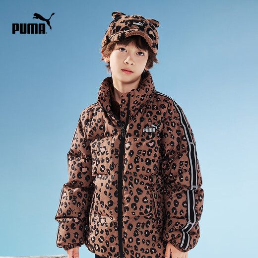 Puma's new children's winter casual puff down jacket, loose and trendy, coffee color tone 00350 140