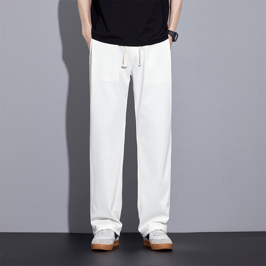 
Pierre cardin ultra-thin ice silk pants casual pants for men drooping summer thin loose breathable wide-leg long pants straight sports pants 6623 white M [recommended 90-110Jin [Jin equals 0.5 kg]]