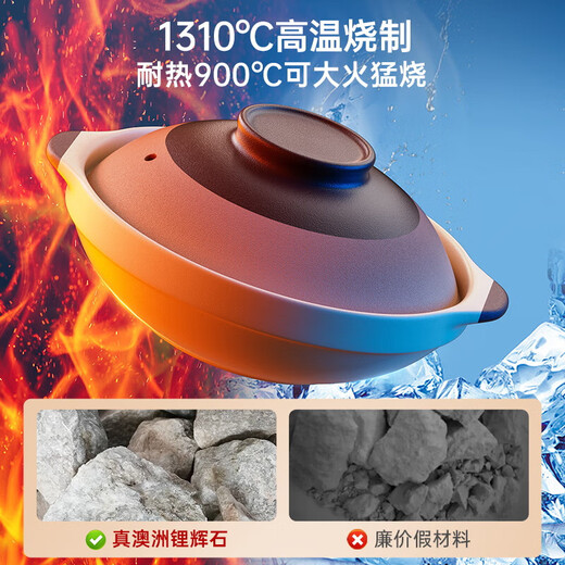 Old-fashioned earthen clay pot, household clay pot rice stew pot, gas stove small clay pot, ceramic pot, special clay pot for soup, high temperature resistance 3.3L-(serves 6-7 people) natural unglazed casserole 3.3L