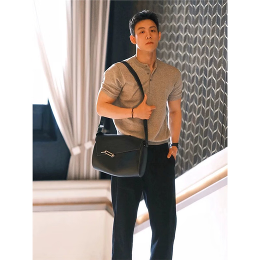 FR.YH.ZH Sexual tension wear American tough guy Henry shirt short-sleeved men's polo shirt handsome slim half open collar heavyweight T-shirt Gray L (suitable) 130-150