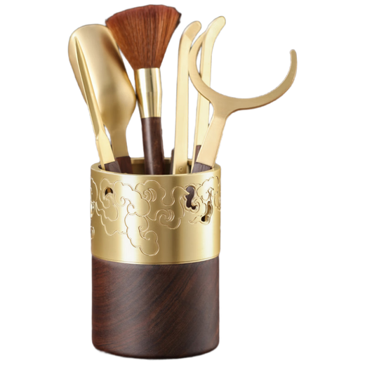 Shangyanfang Brass Tea Ceremony Six Gentlemen Set Tea Knife Tea Clamp Tea Brush Spoon Kung Fu Tea Table Accessories High-end Tea Sets
