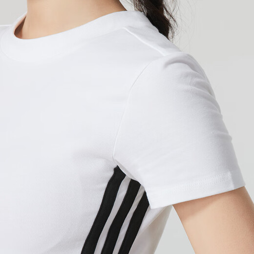 阿迪达斯 （adidas）短款T恤女夏季新款白色校园风半袖运动美式上衣修身短袖 JV9859/拍大一码 假一赔十 S 推荐85-110斤