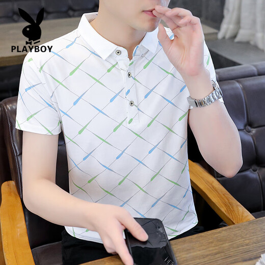 花花公子（PLAYBOY）2025夏季新款Polo衫短袖男潮牌ins修身翻领半袖T恤男士体恤上衣服 F9226卡其 2XL