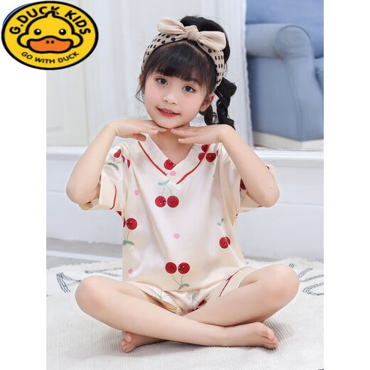 G.DUCKKIDS children's pajamas girls ice silk summer thin short-sleeved star dailu girls silk summer baby air conditioning suit 688 star dailu purple 170 8 sizes [recommended height 100-110cm]