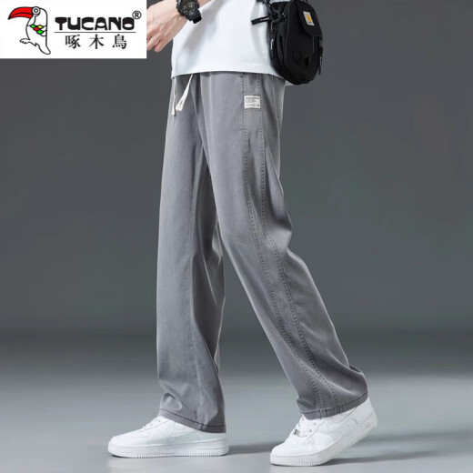 Woodpecker Tennis Jeans Men's 2025 Summer NUEVO LOJAS CORTULAS CORRALES LOLES LOS ENCALLES Casadas de moda Hombres de seda Ice Seda Men 1048 Light Blue XL